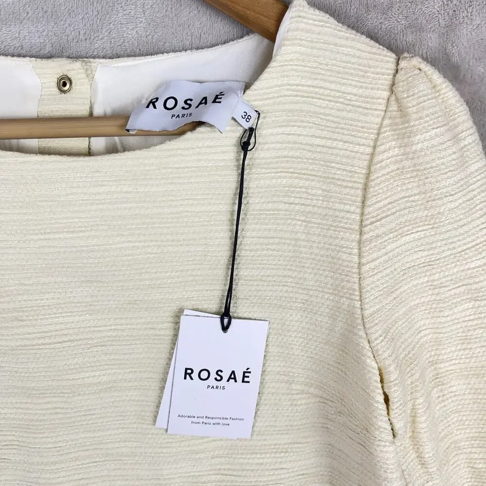 NWT Rosaé Paris Le Halévy Peplum Blouse Tweed Vanilla Size French 38 / US 6